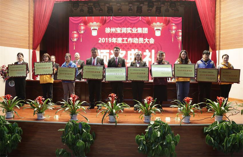 万搏网页版2019年度工作动员大会---集团公司领导为先进单位和先进个人代表颁奖